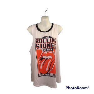 The Rolling Stones White Sleeveless Band Tee Sz Medium